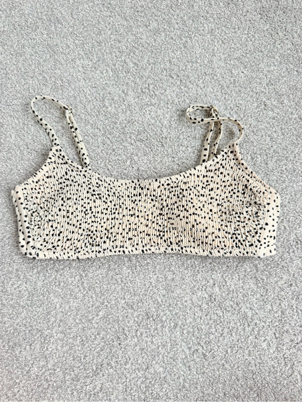 Target Cream and Black Smocked Bikini Top
